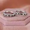 Pendientes de Plata de Ley S925 Europeos y Americanos Transfronterizos de Medio Círculo Pequeño de Circonio Pendientes Simples Dulces de Flor Fresca Nicho