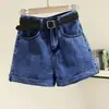 Shorts de Mezclilla Blancos para Mujer Verano Estilo ins Nueva Llegada Cintura Alta Adelgazantes Combinan con Todo Dobladillo Pierna Ancha Pantalones de Moda