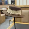 Moda Otoño e Invierno Sombrero de Paja Británico de Copa Plana para Mujer, Sombrero de Ala Plana Francés de Verano, Versión Coreana, Simple Parasol de Playa