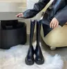 Botas largas de suela gruesa para mujer, nueva colección otoño/invierno 2024, color marrón, tacón grueso, a la moda, caña alta, ajuste ceñido y estilo de bota de montar