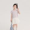 Pudding Roupas de Verão Infantil Haru Roupas de Verão Meninas Gola Redonda Manga Curta 2025 Verão Novo Estilo Estilo Infantil Versátil Cor Pura Camiseta