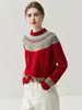Suéter de Cachemir Tejido Jacquard Fair Isle Grueso Estilo Nuevo Cuello Redondo Elegante Versátil