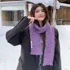 2025 Nuevo Estilo Coreano de Invierno Estilo Ins Bufanda de Punto Cálida y Versátil de Color Sólido para Estudiantes con Buen Aspecto y Bufanda Exterior