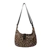 Bolsa de lona con estampado de leopardo para comercio exterior, bolsa cruzada de gran capacidad, bolso de mano versátil de nicho, bolsa de axila para mujer