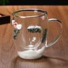 Taza de Regalo Navideño Transfronteriza Vidrio de Alto Boro Resistente al Calor de Doble Pared Taza de Vidrio con Flores Secas Reales de Alto Valor Arena Movediza Taza para Café con Leche