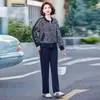 Conjunto de Ropa Deportiva de Otoño para Mamá de Mediana Edad Chaqueta Casual 2026 Nuevo Top con Cremallera Mujeres de Mediana Edad y Mayores 40s 50s