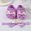 Zapatos Suaves para Bebé 2024 Zapatos para Bebé de 0 a 1 Año Zapatos de Princesa para Recién Nacido Traje de Diadema con Zapatos de Vestir a Juego