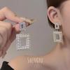Pendientes de circonita y perla cuadrada, elegantes, de lujo, ligeros y únicos, con diamantes distintivos, a juego, 2024