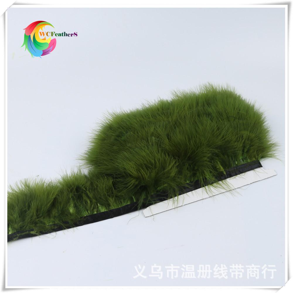 11 olive-green marabou trimmin