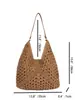 Bolsa de Tecido de Grande Capacidade para Férias na Praia, Bolsa de Praia Vazada, Nova Bolsa Tote de Ombro Estilo Verão, Bolsa Feminina para Trabalho e Deslocamento