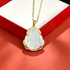 Pingente de Buda Xiuyu Natural Antigo Sha Ouro Incrustado Maitreya Buda Transferência Colar Feminino Presente de Drenagem Viva