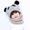 Conjunto de Chapéu e Cachecol Infantil para Meninos e Meninas, Quente de Inverno, Pelúcia, à Prova de Vento, Com Proteção Facial, Proteção de Orelhas, À Prova de Frio, Fofo