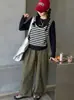 Conjunto Otoñal para Niñas 2026 Nuevo de Moda de Dos Piezas: Elegante Chaleco a Rayas y Jeans de Pierna Curva para Niños Mayores