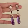"Ziyan Menglu" Pendientes de Borla Morados con Forma de Gota de Agua Estilo Chino Nuevo para Mujer, Elegantes Pendientes Largos, Regalo Versátil