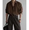 Camisa Marrom Manga Longa Masculina Estilo Old Money Atacado de Fábrica Transfronteiriço Verão Sem Ferro Secagem Rápida Estilo Old Money