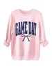 Amazon eBay site independente casual confortável espessada quente dia de jogo laço azul moletom feminino