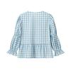 Roupas Femininas Estilo Europeu e Americano Exportação Transfronteiriça 2025 Novo Xadrez Cadarço Laço Gola Redonda Pulôver Camisa de Manga Comprida Top