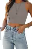 Verano 2023 transfronterizo Amazon color liso Nuevo wish europeo y americano sin mangas cuello redondo forma de I chaleco camiseta comercio exterior ropa de mujer