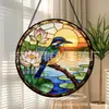 Colgante de Vidrio de Colores Colibrí de Loto Adorno de Vidrio para el Hogar Decoración de Ventana Atrapasoles para el Jardín