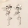 Pendientes de Metal Moda Simples Elegantes Colgante de Borla Plegado Geométrico Pendientes Largos de Lujo Ligero Pendientes Versátiles