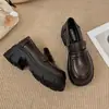 2026 Mocasines Versátiles sin Cordones Moda Piel Sintética Primavera/Otoño Estilo Académico Nuevos Zapatos Pequeños de Cuero para Mujer Suela Gruesa que Aumenta la Altura