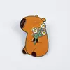 Lindo Broche de Animal Capibara Plantas Verdes y Flores Creativas Estilo Dibujos Animados Insignia Accesorios para Ropa Accesorios Listos para la Venta