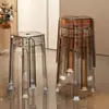 Cadeira Acrílica Banquinho de Plástico Doméstico Espessado Empilhável Banquinho Redondo Simples Sala de Estar Banco Reserva Cadeira de Jantar Transparente