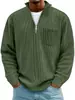Comércio Exterior Transfronteiriço Europeu e Americano Outono e Inverno Novo Moletom Masculino de Veludo Cotelê Liso com Zíper Gola Alta Solto Moda Masculina