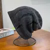 Chapéu Turban de Tricô Rasgado Retrô Gorro Soltinho para Mulheres Circunferência da Cabeça Grande Chapéu Frio Solto Cor Lisa Versátil Chapéu Pulôver Emagrecedor