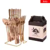 Juego de Cubiertos de Acero Inoxidable 410 para Bistec, Tenedor y Cuchara, Juego de 24 Piezas para 6 Personas, Caja de Regalo con Tenedor, Cuchara y Cuchillo