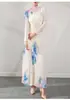 [Liquidação] conjunto moda feminina estampado manga curta comprimento médio saia plissada slim duas peças saia longa plissada