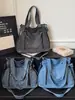 Bolsa Estilo Perezoso, Gran Capacidad, Bolso Cruzado Casual Estilo Coreano, Bolso de Mano para Ir al Trabajo, Bolso de Hombro de Mezclilla Retro