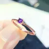 Anillo de Amatista Pura Natural para Mujer Amatista de Sueño Misterioso Cristal Natural Amatista Tamaño 3mm Plata de Ley 925 Montado