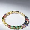 Pulsera Rectangular de Fila Única de Producto Nuevo Transfronteriza Collar Incrustado con Piedras de Colores Joyería Cubo de Azúcar Estilo Retro Dulce Romántico DIY
