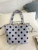 Bolsa de mão clássica retrô com bolinhas em fundo de damasco leitoso, bolsa de ombro casual versátil estilo lady coreano ins