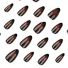 Uñas Postizas de Venta Caliente Otoño e Invierno con Degradado Negro y Marrón, Uñas Postizas Populares de Comercio Exterior, Uñas Postizas con Forma de Almendra