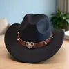 Novo Acessório de Amor Decoração com Abas Curvas Chapéu Western de Cowboy Chapéu Top Chapéu Xizang Retrô Chapéu de Jazz Chapéu de Feltro Lã