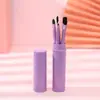 Venda Direta de Fábrica Cosméticos Portátil Conjunto de 5 Pincéis para Maquiagem dos Olhos Tubo de Plástico Recipiente de Armazenamento de Ferramentas de Beleza
