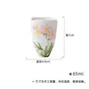 Xícaras de Chá de Porcelana Branca da Dinastia Tang e Song com Boca de Flor Pintada à Mão, Conjuntos de Chá Kung Fu para Uso Doméstico, Xícaras de Degustação com Borboletas Pintadas Sob Esmalte, Xícaras de Aroma Cerâmicas