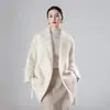 Elegante abrigo de lana pura cepillada, holgado y casual, engrosado con tela cepillada, 26 blazer de mujer de longitud media para otoño/invierno con cuello de solapa