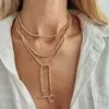 Collar Largo de Estilo de Lujo Accesible Transfronterizo Europeo y Americano con Perlas de Imitación Cbb Brillantes y Borla de Disco Metálico Exagerada para Mujer