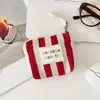 311202 Bolsa de Maquiagem com Contraste de Cor e Padrão Vertical, Bolsa para Armazenamento de Batom e Air Cushion, Mini Bolsa de Batom Portátil, Pequena Carteira de Moedas