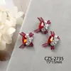 Celebridade da Internet Laço de Organza Pilha de Diamantes Bola Joia para Unhas Artísticas Artesanal Brilho de Diamante Decoração de Unhas Ovo de Pombo Vermelho
