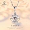 Coroa Amor Pingente Colar Rosa Azul Pedra Preciosa Prata Esterlina Pingente S925 Colar de Jóias de Prata Corrente de Clavícula Feminina