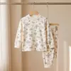 Pijama para niños, conjunto de ropa de otoño para bebé y pantalones, ropa térmica de algodón para otoño e invierno, de manga larga y pantalón largo para niñas, ropa de casa de dibujos animados para niños