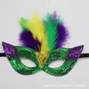 Accesorios de Disfraces de Carnaval Europeos y Americanos Transfronterizos Diadema de Plumas Tricolor con Lentejuelas Accesorios para Fiestas Bar Mascarada