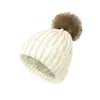 Gorro de Punto Suave para Adultos Transfronterizo, Gorro sin Visera Invertido, Gorro de Bola de Pelo Forrado de Satén, Gorro de Punto Cálido sin Etiqueta