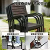 Conjunto de Mesa e Cadeiras de Madeira-Plástico para Exterior em Metal Pátio Mesa de Jantar de Lazer para Exterior Anti-corrosão Mesa e Cadeiras Pequenas para Varanda Aberta Jardim
