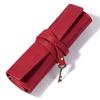 Estuche de Cuero Crazy Horse para Pinceles, Bolígrafos y Lápices Estilo Enrollable Caja de Almacenamiento para Artistas Bolso Cuero Genuino