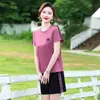 Traje de Verano de Manga Corta para Mujer 2026 Nuevo Traje Casual de Camiseta de Manga Corta y Shorts Deportivos para Mujeres de Mediana Edad y Mayores